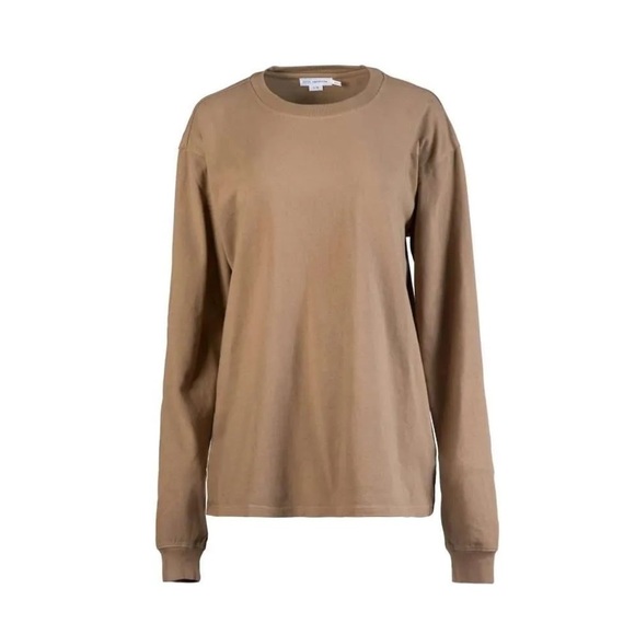 Good American Tops - Good American Essential Long Sleeve Crewneck Top Putty Brown size 1/2 small S/M